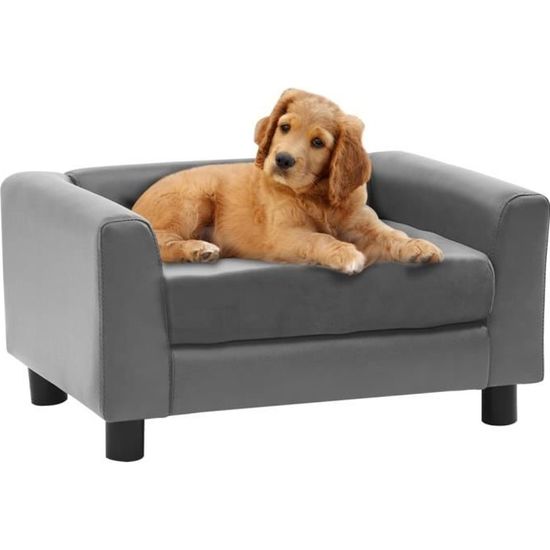 1163•NEW•Canapé pour chien design scandinave coussin Lit Fauteuil pour chien Chat Gris 60x43x30 cm Peluche et similicuir Size:60 x 4