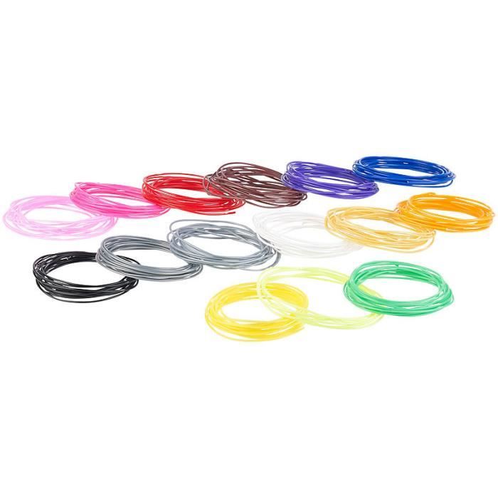 Filaments ABS 15 couleurs 3 m / Ø 1,75 mm pour stylos 3D