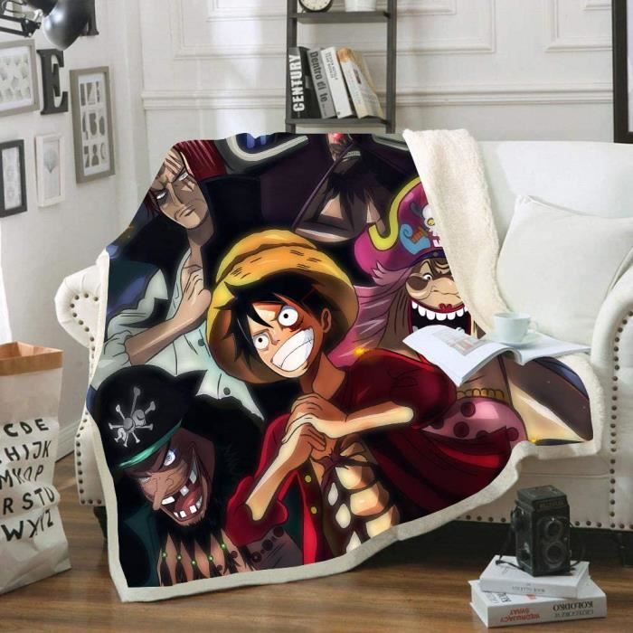 Plaid One Piece Luffy – Couverture En Flanelle Pour Enfant/adolescent, Motif Manga, 125x200 Cm