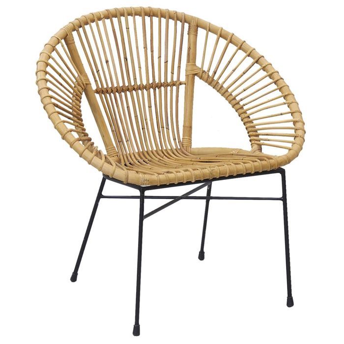 Fauteuil en rotin gris et métal