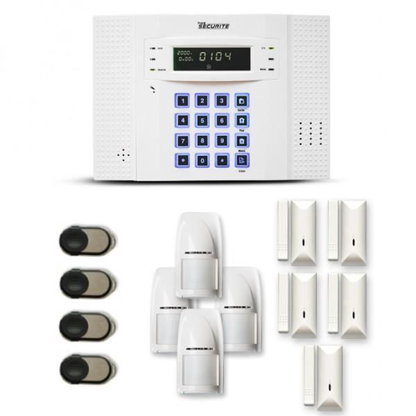 Alarme maison sans fil DNB 4 à 5 pièces mouvement + intrusion - Compatible Box internet