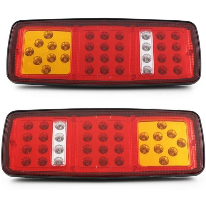 2x Arrière LED 12V Feux 4 Fonctions pour Caravane Camion Remorque Châssis Benne Camping-Car Camper