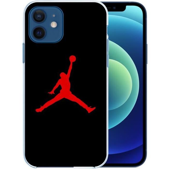 Coque pour iPhone 12 - Jordan Basketball Logo Noir. Accessoire telephone