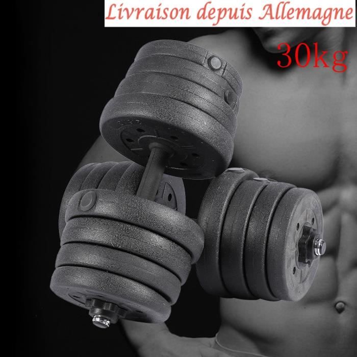 2 Haltères Courts 30kg Set d’Haltères de Musculation 1.25kgx4pcs + 1.5kgx4pcs + 2kgx4pcs+2.5kgx4pcs