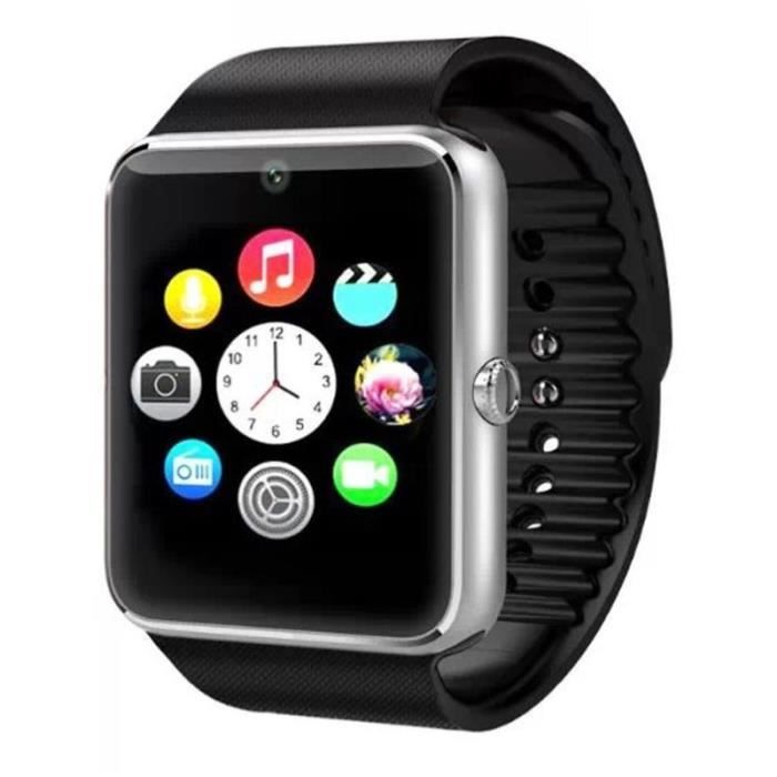 Montre Connectée Smartwatch 1.54' Tactile Téléphone Sim Notifications Bluetooth + SD 4Go - YONIS Argent