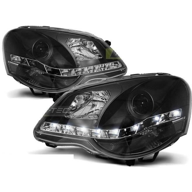 Paire de feux phares VW Polo 9N3 05-09 Daylight led noir