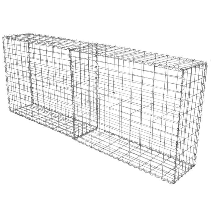 Lot de 2 Paniers de Gabions Argentés en Acier Galvanisé pour Projets d’Aménagement Extérieur,100 x 80 x 30cm