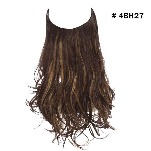 12 -Wave Halo Hair Extensions No Clip In Ombre Blonde Black Pink Synthetic Natural Hidden Secret #4BH27 Fake Hair Piece