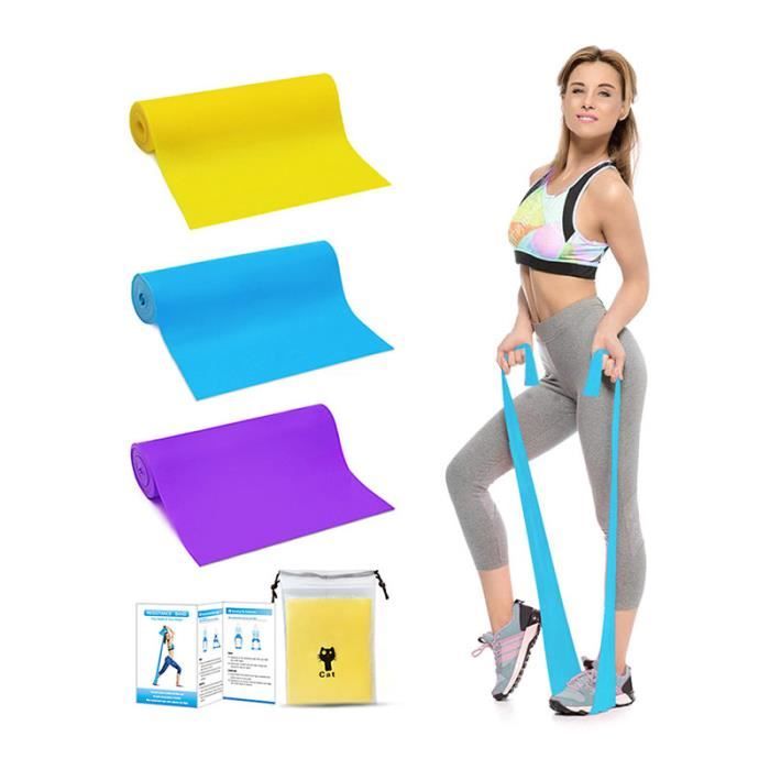 Lot de 3 Bande Élastique Fitness Pilates Yoga - 3 Niveaux De Force - Bande De Résistance d'Exercices Pour Rééducation Physique