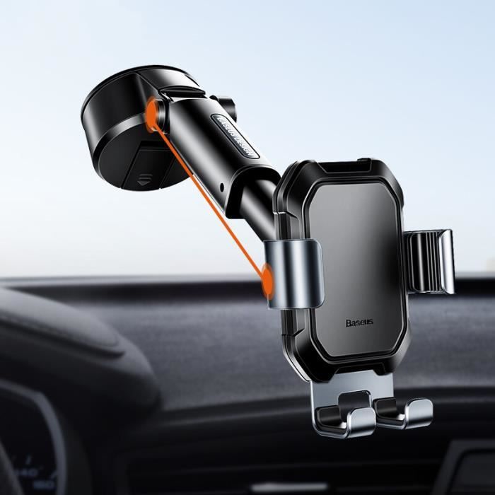 Support Téléphone Voiture Baseus Support Tableau de Bord Téléphone GPS au Pare-brise avec Rotation à 360° Noir