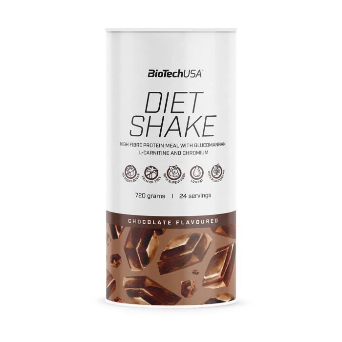 Diet Shake 720g CHOCOLAT Proteine Regime Minceur Biotech USAAvec Glucomannan et Carnitine