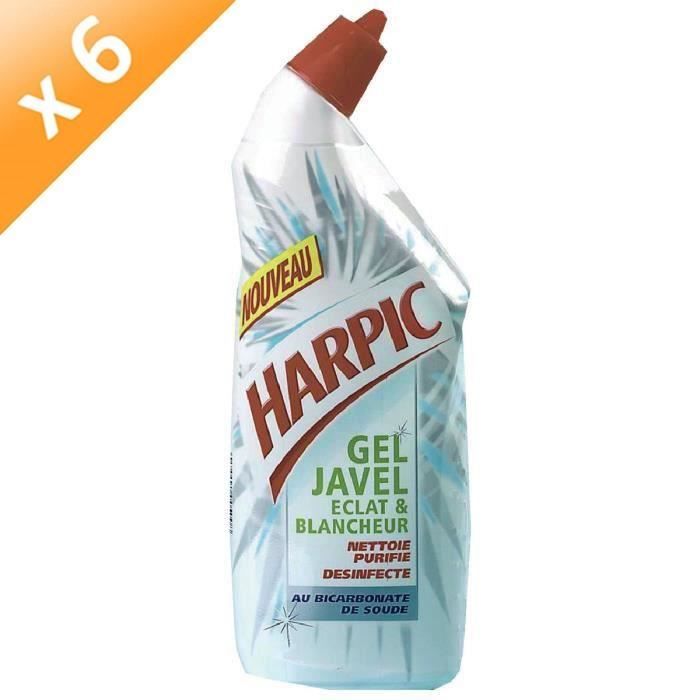 HARPIC Gels WC Javel Eclat blancheur - 750 ml - Lot de 6