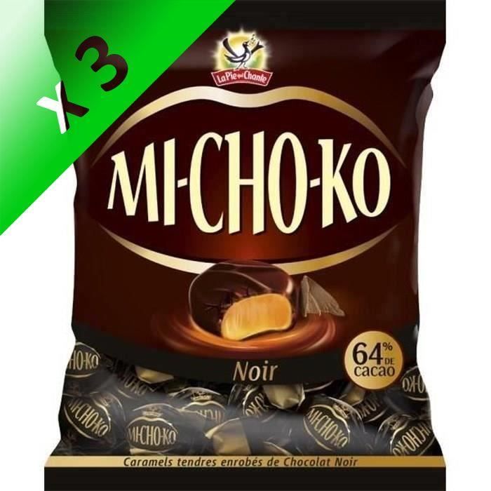 LA PIE QUI CHANTE Bouchées chocolatées noir caramels Mi-Cho-Ko - 280 g (Lot de 3)
