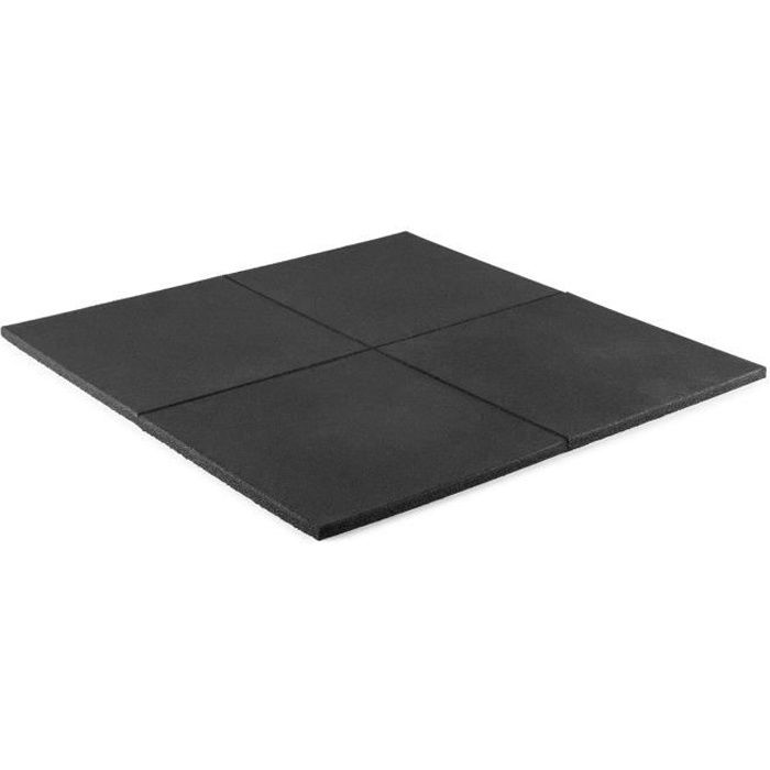 CAPITAL SPORTS RUB20 Set 4 tapis de sol pour yoga , gymnastique , pilates - Surface anti-dérapante 50 x 50cm - Epaisseur 2 cm - Noir