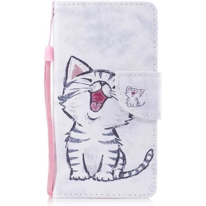 Coque Huawei p8 Lite 2017 en Cuir Porte Carte Blanc de Protection Huawei p8 Lite 2017 FlipPU a Rabat Motif U7