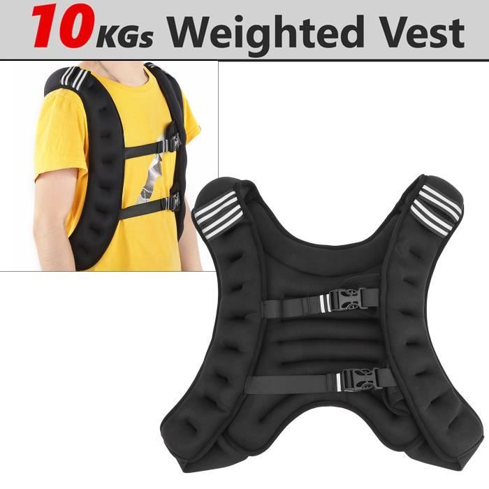Gilet Lesté 10KG, Gilet d' Entraînement Pondéré avec Réglable Boucle pour Musculation Physique et Exercice de Force -VIQ