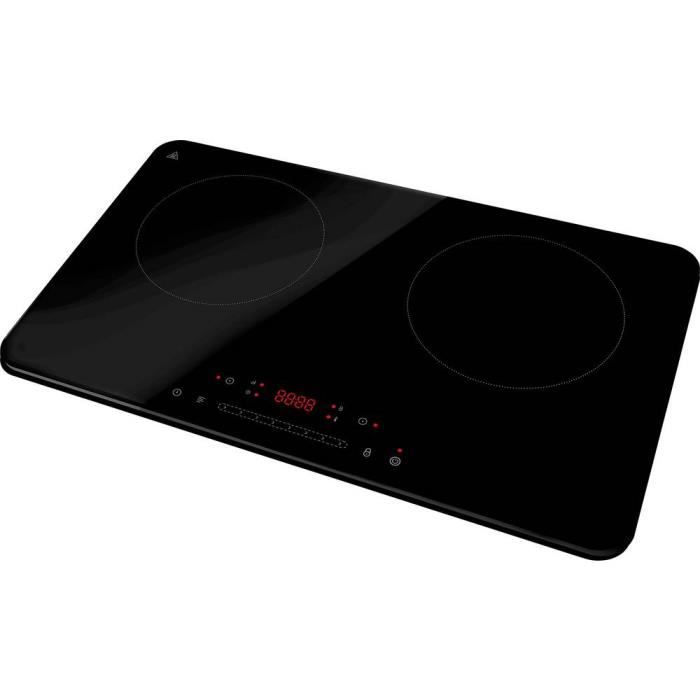 DOMO DO333IP - Plaque à induction double feux - 3500W - Touchscreen - Minuteur numérique 3h - 7 niveaux de puissance - 20cm