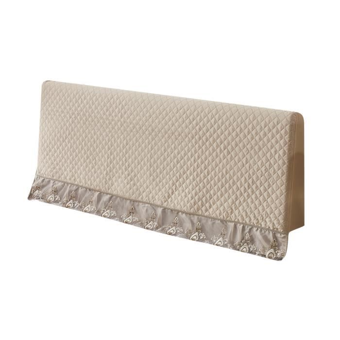 Tête de Lit Housse de Protection avec Broderie en Dentelle en Polyester Doux pour Têtes de Lit Plates en Bois 180cm Champagne