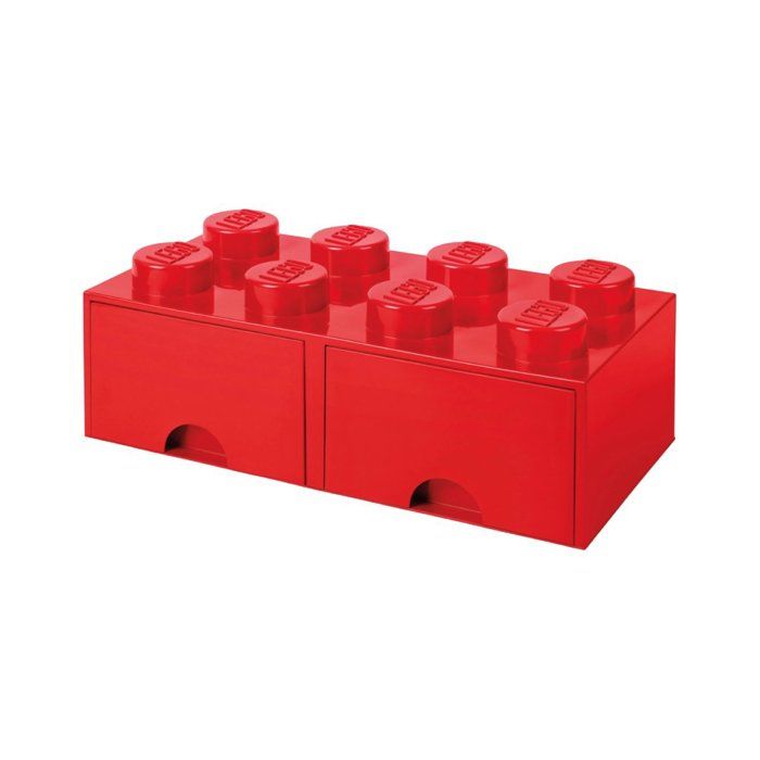 LEGO 40061730 Boîte bac Brique de rangement empilable Légo 8 plots 2 tiroirs Plastique Rouge H18 x 25 x 50 cm