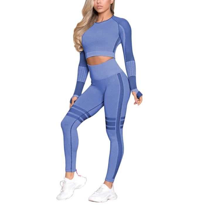 Ensemble de Sport Femme 2 Pièces Vêtements de Fitness Saphir bleu S