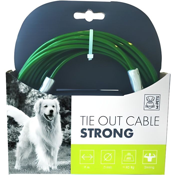 MPETS Câble d'attache Très resistant TIE OUT - Pour chien - 9m -Vert