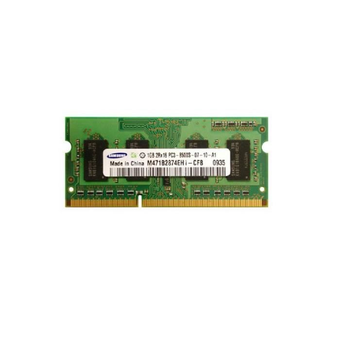 Barrette Mémoire RAM Samsung 1Go DDR3 PC3-8500S M471B2874EH1-CF8 SoDimm Portable