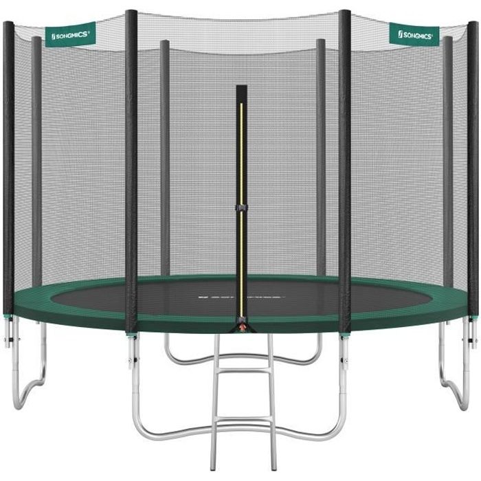 SONGMICS Trampoline Extérieur, Diamètre 366 cm, Équipement Jardin Noir et Vert STR12GNV1