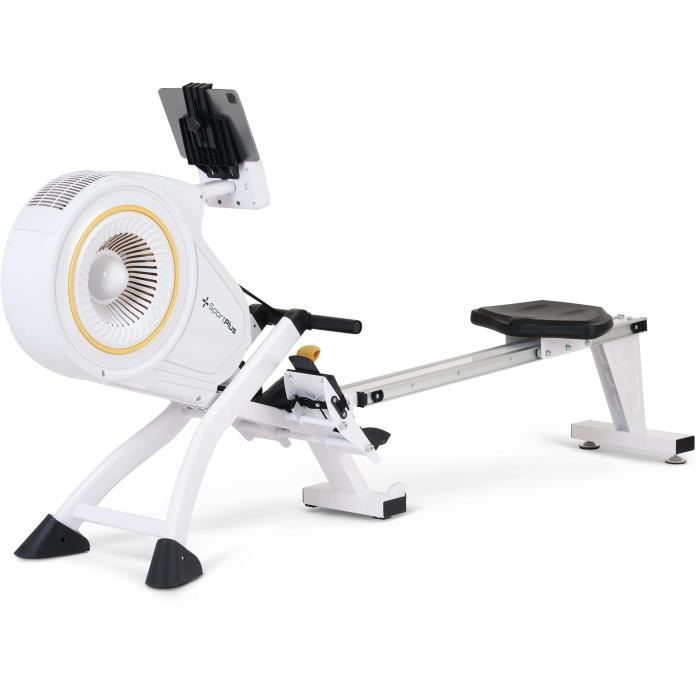 Rameur Turbine à Air SportPlus, SP-MR-010-W-iE, Musculation - Ordinateur de Contrôle - Récepteur de Pouls, pliable et compact