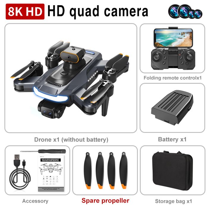 XIAOMI-Drone P17 GPS 5G,caméra aérienne HD 8K,quadrirotor pliable sans ...