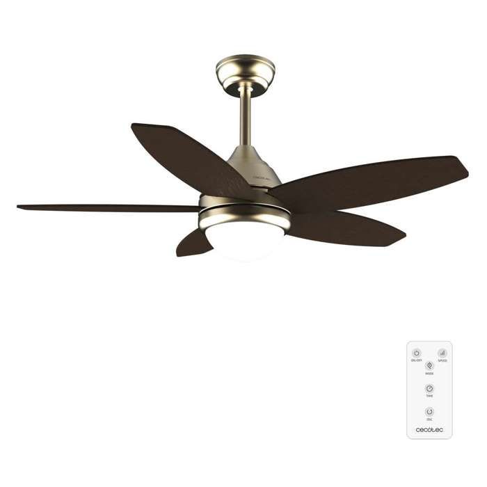 Ventilateur de plafond - CECOTEC - EnergySilence Aero 4200 GoldDarkWood - 53 W - 106 cm - Lampe LED 3 teintes - Cecotec