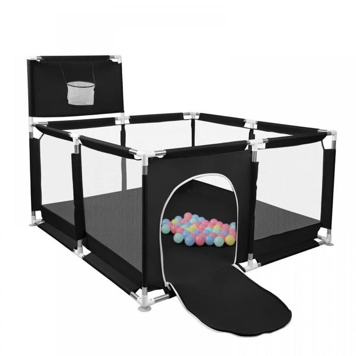 UBRAVOO Parc Bébé 12 Panneaux Avec Panier De Basket, Tableau Blanc Et 30 Balles - Kaki