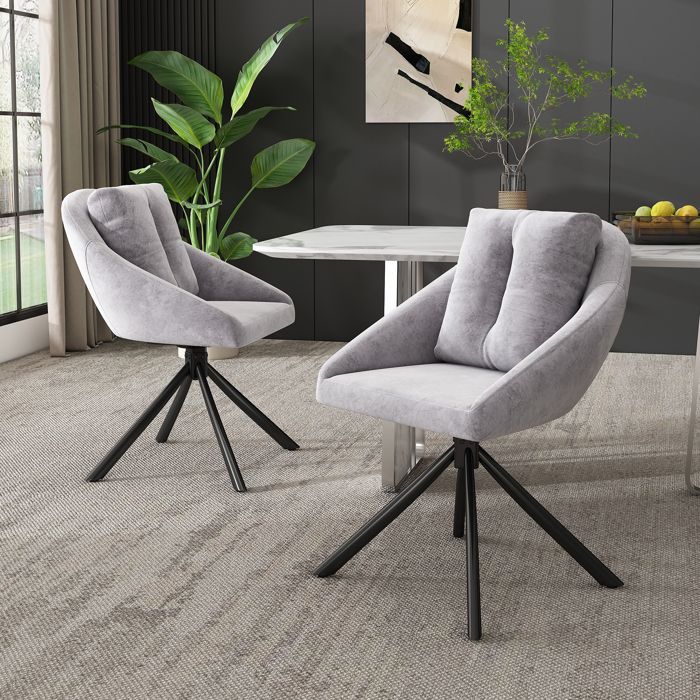 Fauteuil Nouveau Premium sense chaise en velours gris moderne chaise de salle à manger pivotante élégante et confortable tissu de