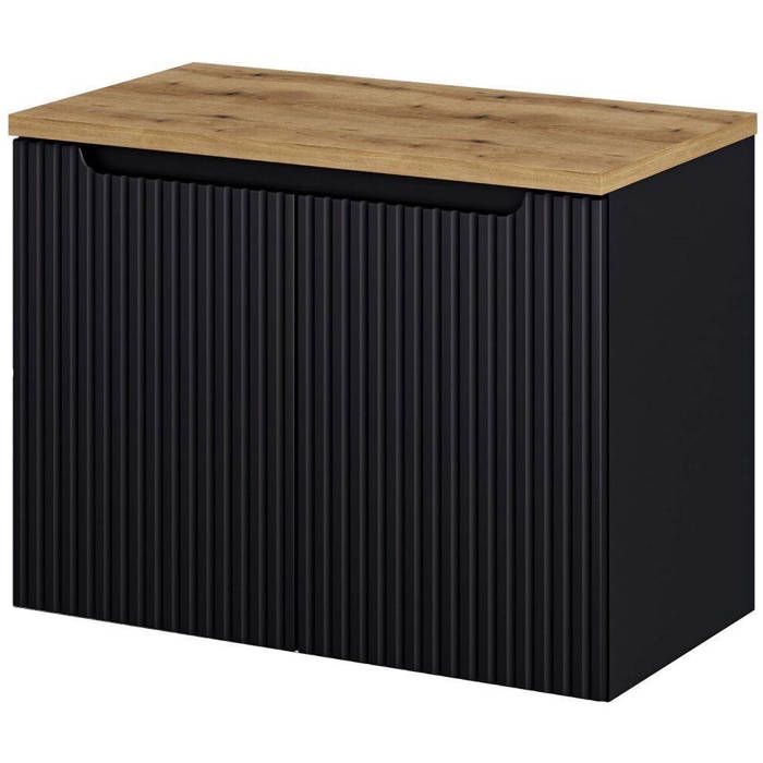 Meuble sous-lavabo NEWPORT avec 2 portes 80 x 60 x 40 cm noir effet chêne Meuble sous-lavabo NEWPORT avec 2 portes 80 x 60 x 40 cm noir effet chêne