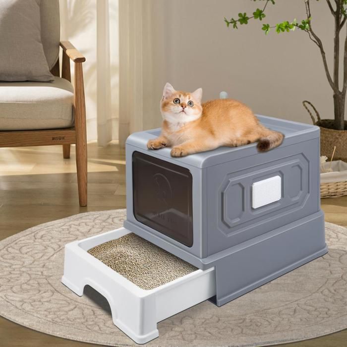 Meilleurs prix pour YIPEEMA. BAC À LITIÈRE AVEC GRIFFOIR ET PELLE POUR CHAT GRIS 36*455*32CM.