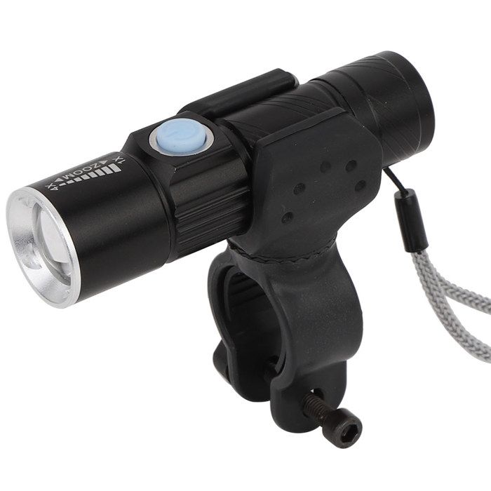 Feu avant de vélo dextérieur étanche à LED rechargeable par USB pour VTT (noir)