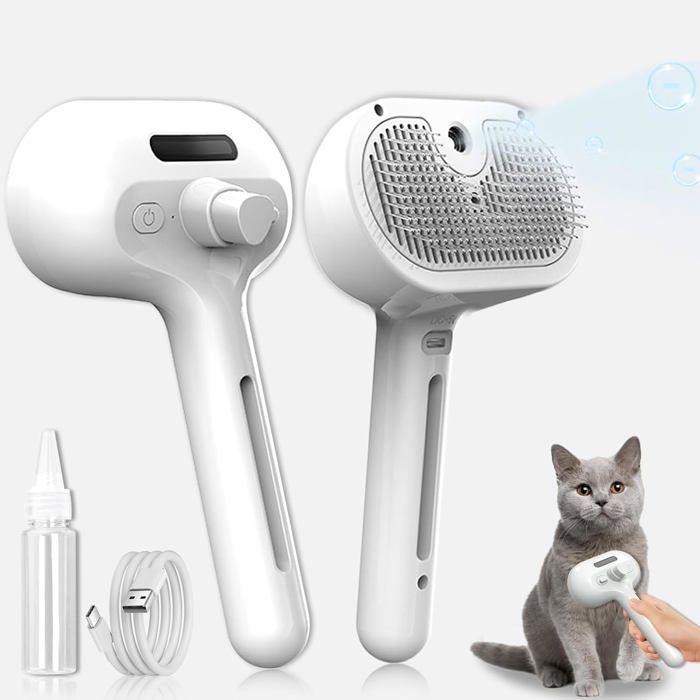 Meilleurs prix pour Brosses de massage 3 en 1 avec poignée, Brosse à Vapeur Autonettoyante pour Chat et Chien - Électrique