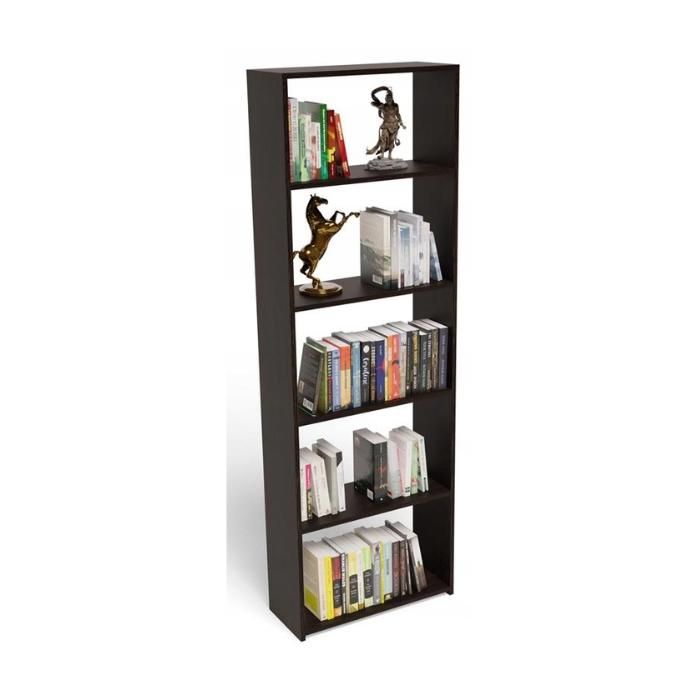 Meuble Étagère à 5 Niveaux - Meuble de rangement Style contemporain - Wengé - 60x24x180 cm