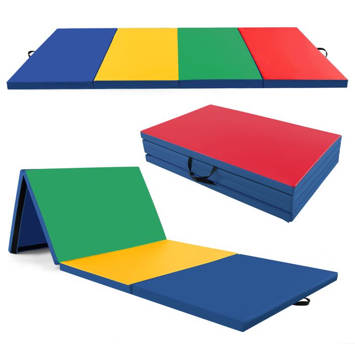Tapis de Gymnastique Pliable COSTWAY-300 x 117 x 5CM à 4 Plis avec Poignées Matelas dEntrainement en Mousse et PU-Bleu + Rouge Tapis de Gymnastique Pliable COSTWAY-300 x 117 x 5CM à 4 Plis avec Poignées Matelas dEntrainement en Mousse et PU-Bleu + Rouge