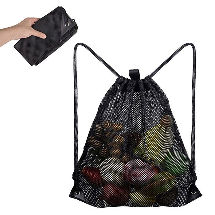 Sac gym filet nylon - 1 pièce 40*45cm Sac sport cordon Natation plongée voyage - /Noir QIEDOVIEY