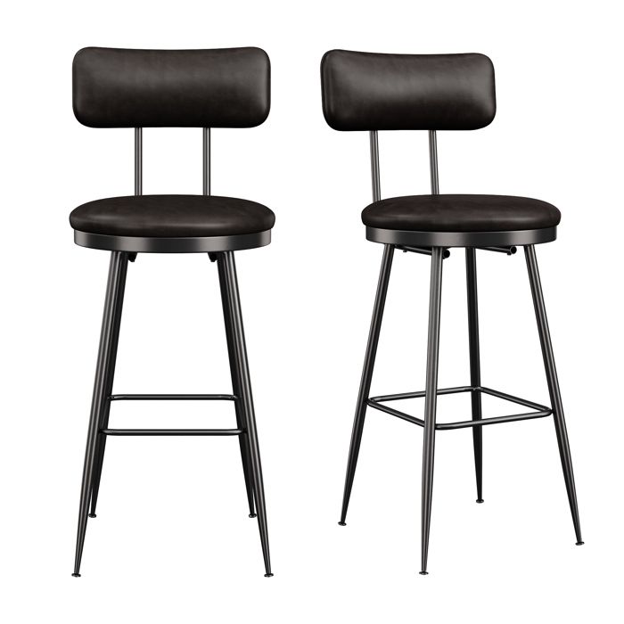 Tabouret de Bar Lot de 2 Siège Rembourré PU avec Coutures Chaises de Bar Style Moderne Mi-siècle Hauteur 65 cm Noir