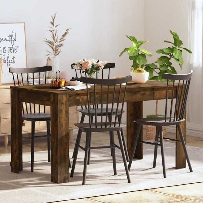 SALE 2024 Table à dîner Chêne fumé 140x745x76 c Table à manger chêne fumé 140x745x76cm - Bois dingénierie ABHT 7673271