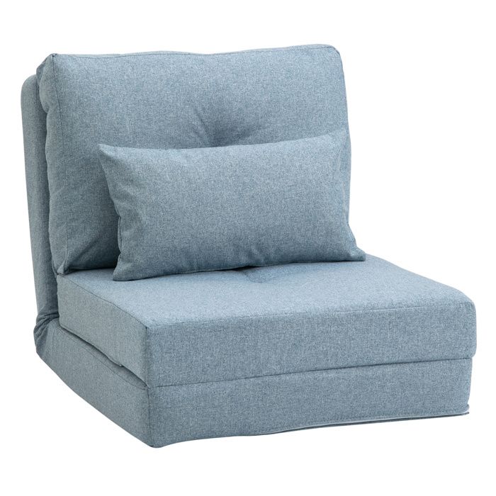 Chauffeuse canapé-lit convertible - HOMCOM - 1 coussin avec dossier réglable - bleu