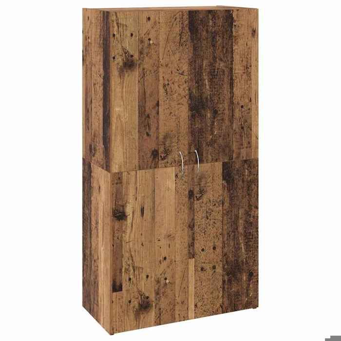 Cabinet de rangementSOLDES FévrierAVEC STOCKAGEPlacard en bois - Cabinet de bureau - Etagères réglables - Chêne noir 60x32x115cm