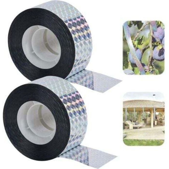 Ruban réfléchissant dissuasif pour oiseaux - PZCC - 2 rouleaux - 2 4 cm de largeur - 80 m de longueur totale