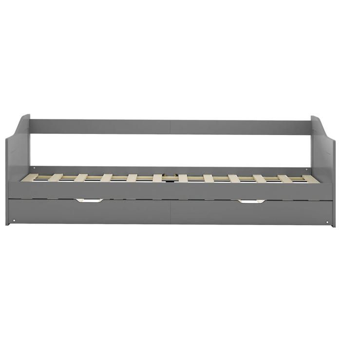 Magnifique Cadre de lit simple - Sommiers à lattes - pour adulte - extensible sans matelas - gris 90x200cm 3592