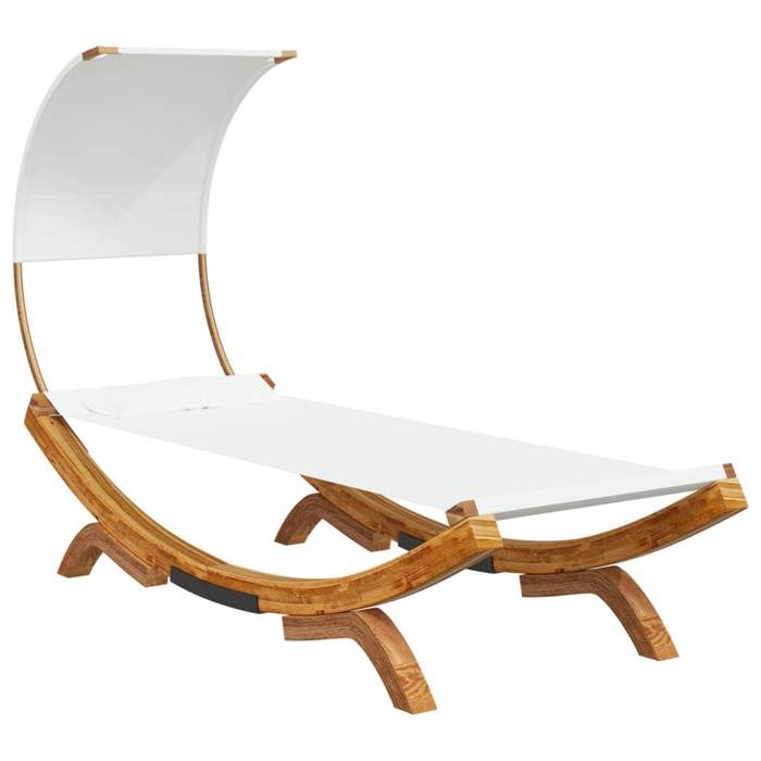48897& CHIC Lit repos Bains de soleil lit de jour dextérieuravec auvent 100x200x126 cm Bois courbé massif Crème - 100x200x126 cm