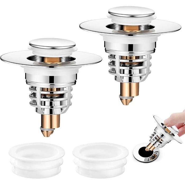 Bonde de bo Amélioré 2 Pièces Bouchon Baignoire Universel avec 2 Joints Pull Type Accélère Le 2 Version Améliorée