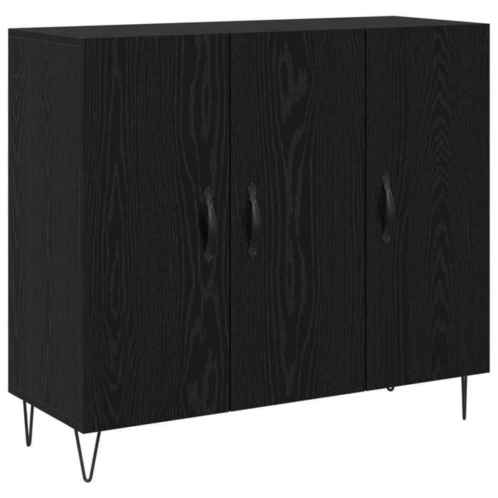 Buffet bas séjour{1 pièce}meuble de rangementdesign épuré Chêne noir 90 x 325 x 80 cm Bois dingénierie btb65q81