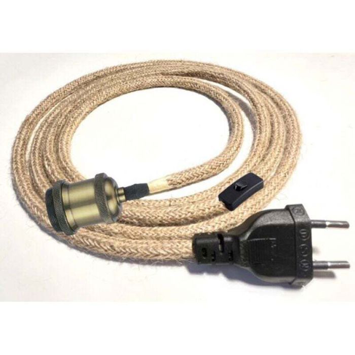 Lustre Corde de Chanvre Câble 1.8m Douille E27 Interrupteur avec Fil Cable Ampoule，Produit de haute qualité fiable et durable adap