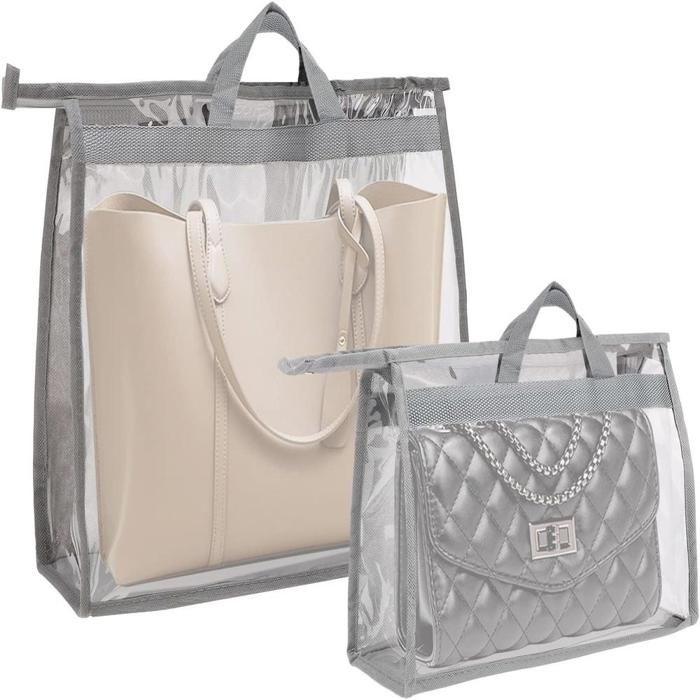 Lot de 2 housses de rangement pour sacs à main organisateur suspendu pour sacs à main sac fourre-tout transparent en tissu